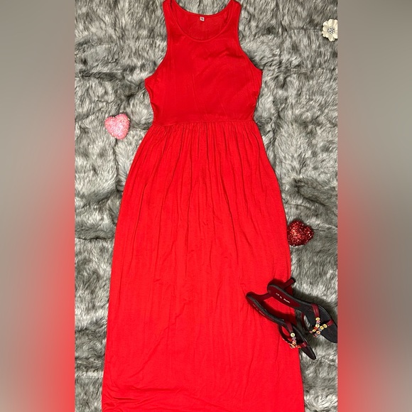 Dresses & Skirts - Red Maxi Dress ♥️, Racerback/Rayon/Spandex, Sz Small